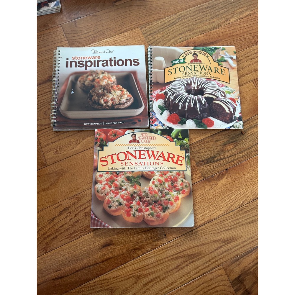 Pampered Chef Stoneware Inspirations Sensations Cookbook Lot of 3